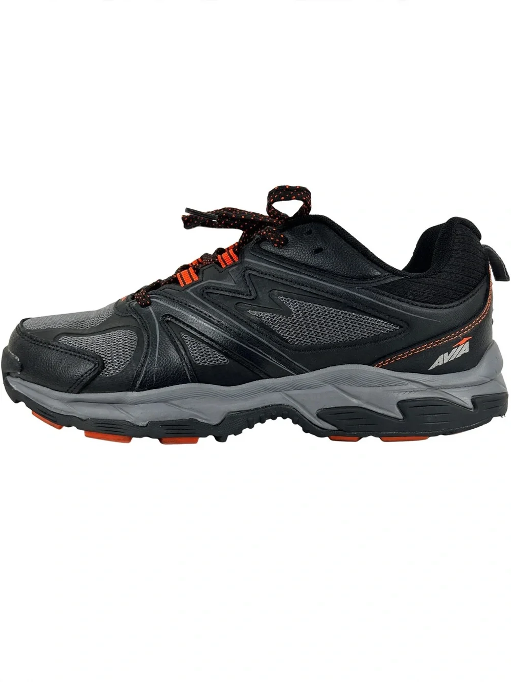 Black and Gray Men's Athletic Sneakers with Orange Accents